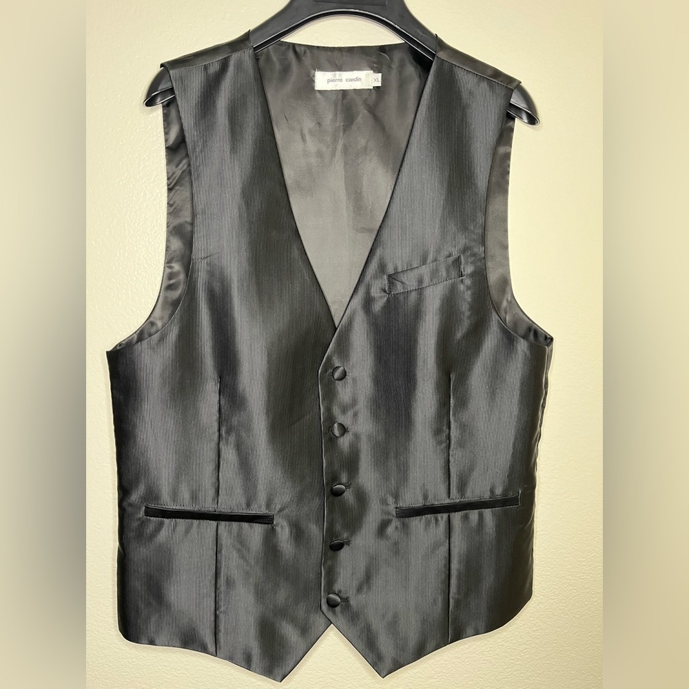 Pierre Cardin Men’s Formal Black Button Down Vest XL